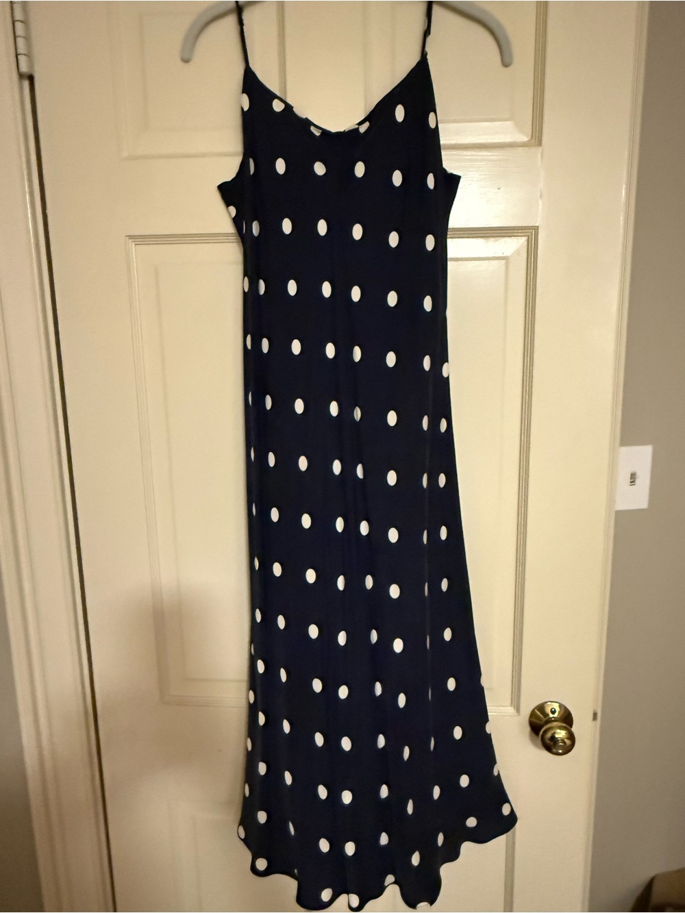 Jcrew Navy Polka Dot Slip Dress - White Dot Print